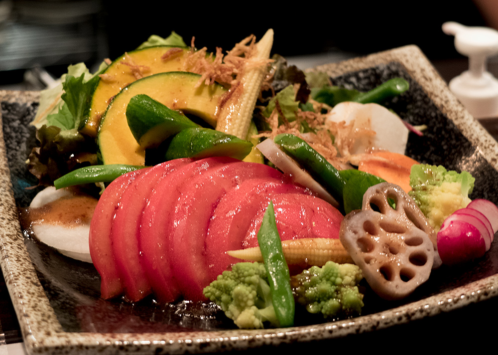 Délicieuse salade à Shokudō Shimizu, Kyoto