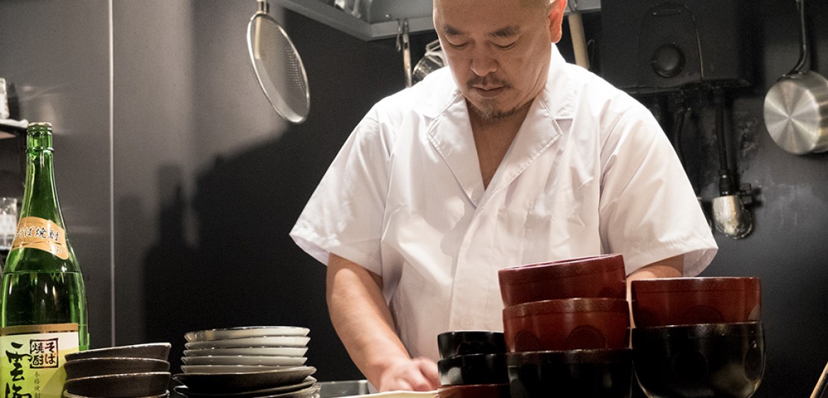 Take, le patron et chef-cuisinier de l'izakaya Aitsuki あい月 Hiroshima