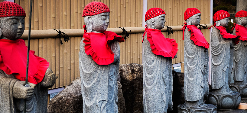 Statues jizo, temple Shoko-ji, Hiroshima